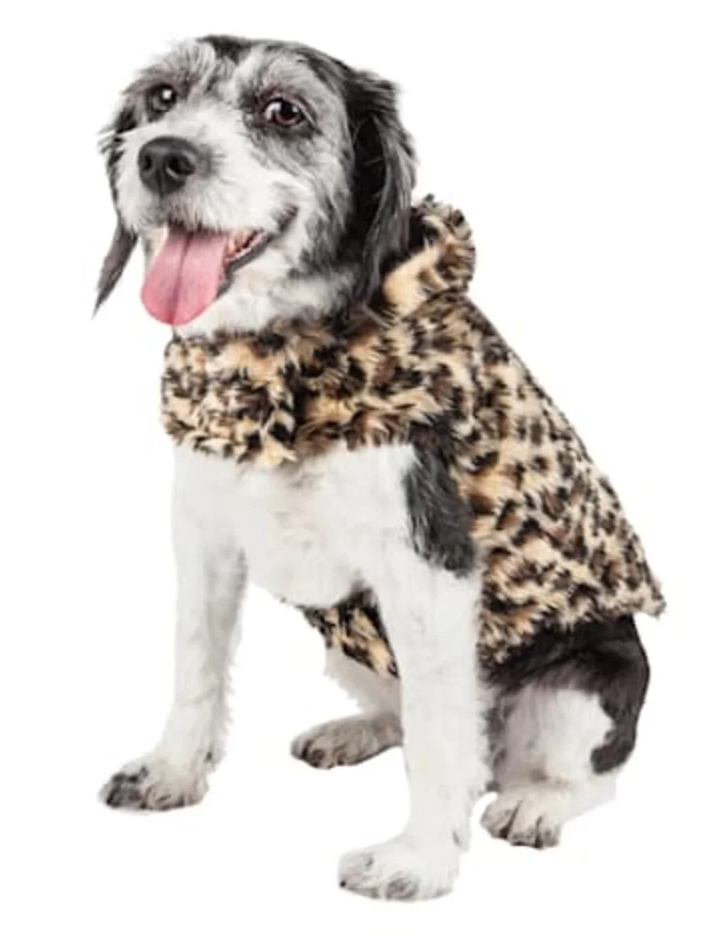 Pet Life Luxe Designer Spotted Cheetah Faux Fur Dog Coat Jacket
